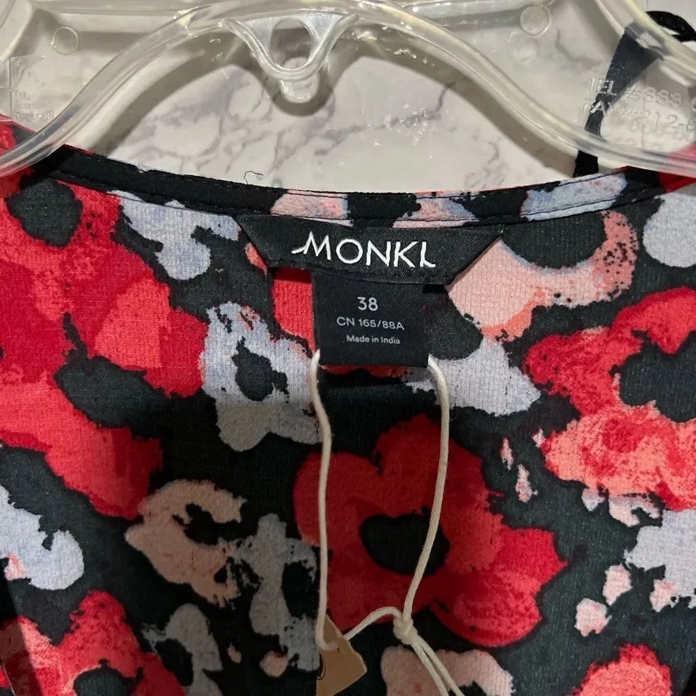 Monki Floral long sleeve V neck jumpsuit